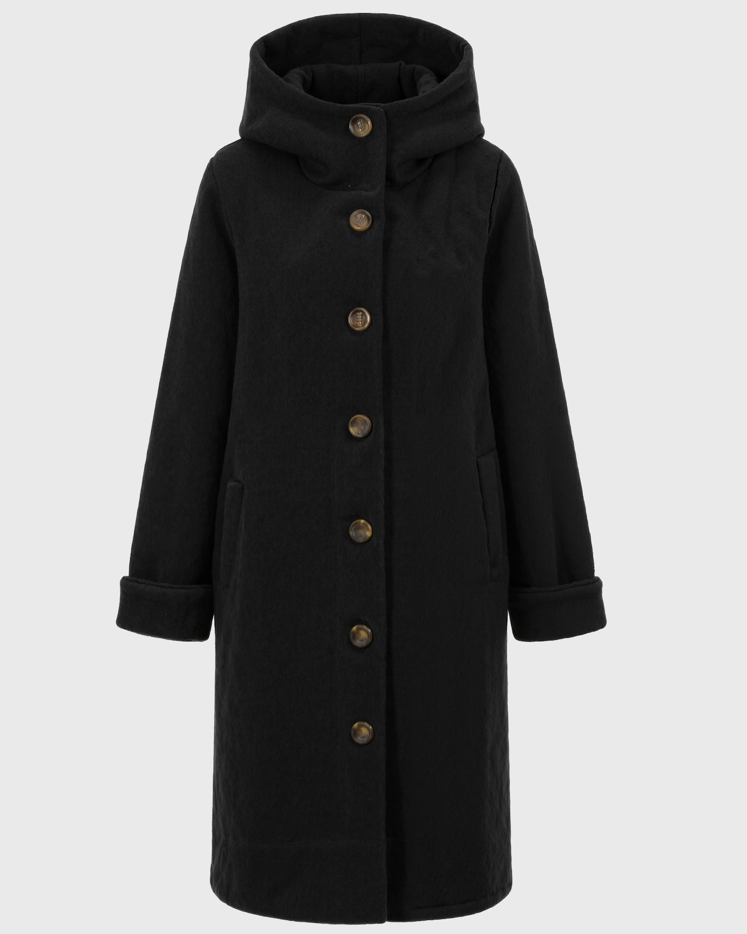 Women's Hooded Thick Winter Coat with Button Closure