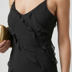 Women's A-Line Chiffon Maxi Dress with Cascading Ruffles