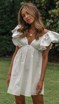 Women's A-Line Cotton Mini Dress with V-Neck