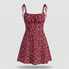 Women's A-Line Floral Mini Dress with Tie Straps
