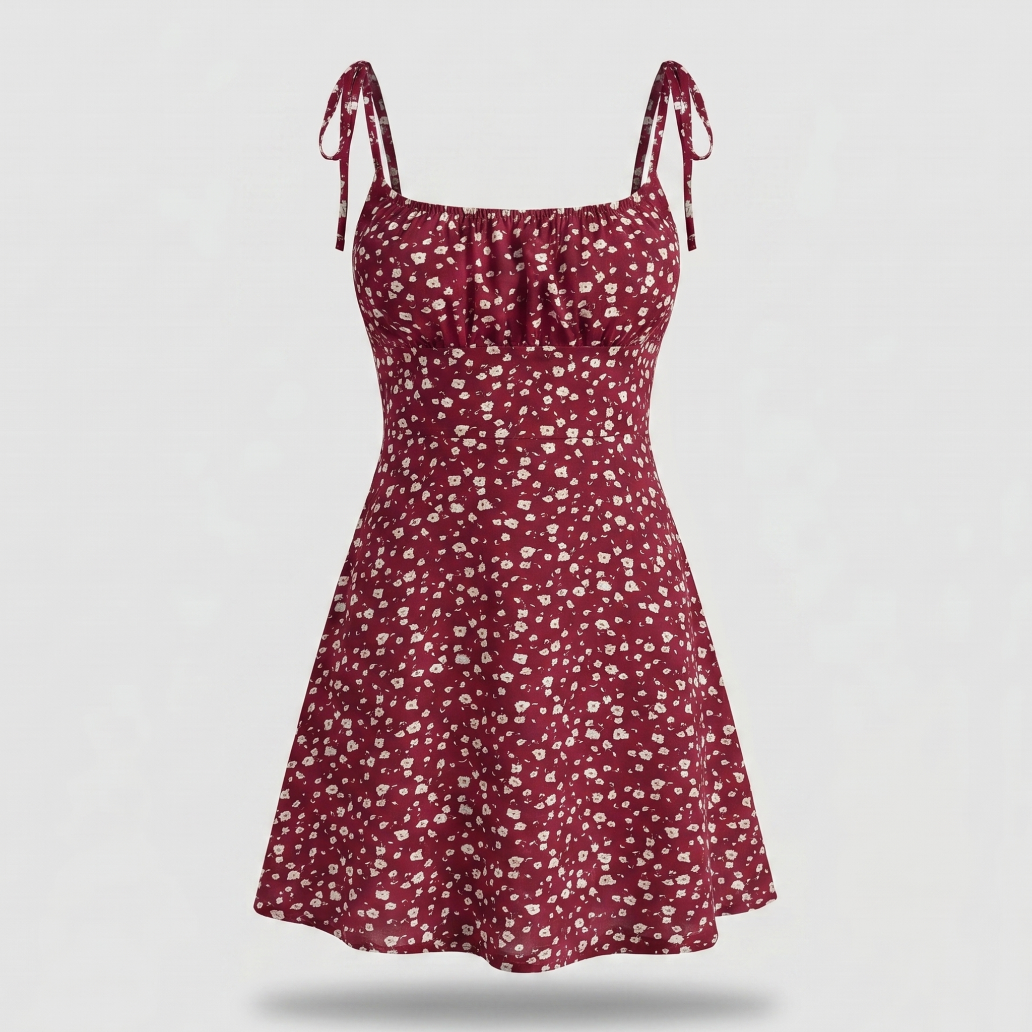 Women's A-Line Floral Mini Dress with Tie Straps