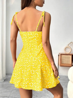 Women's A-Line Floral Mini Dress with Tie Straps