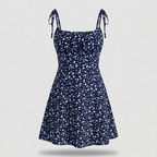 Women's A-Line Floral Mini Dress with Tie Straps