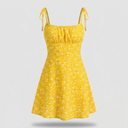 Women's A-Line Floral Mini Dress with Tie Straps