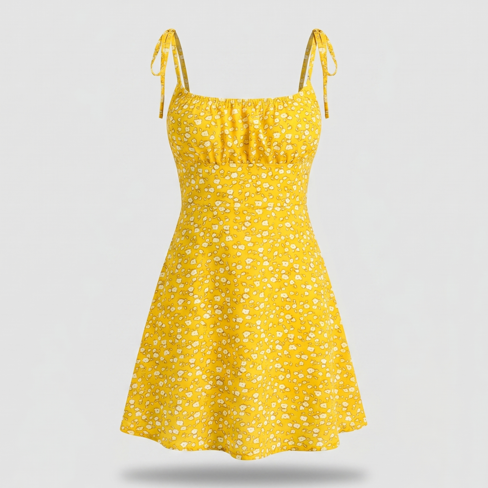 Women's A-Line Floral Mini Dress with Tie Straps