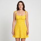 Women's A-Line Floral Mini Dress with Tie Straps