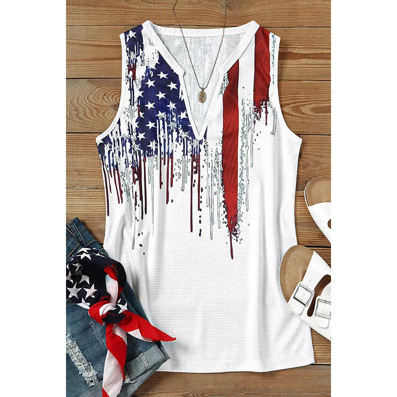 Women's American Flag Tank Top with Crew Neck