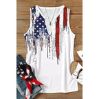 Women's American Flag Tank Top with Crew Neck