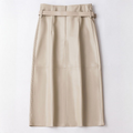 Women's High-Waist Midi Skirt with Asymmetrical Panel and Belt