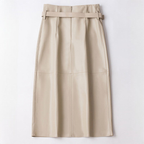 Women's High-Waist Midi Skirt with Asymmetrical Panel and Belt