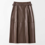 Women's High-Waist Midi Skirt with Asymmetrical Panel and Belt