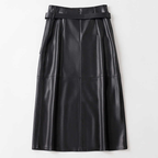 Women's High-Waist Midi Skirt with Asymmetrical Panel and Belt