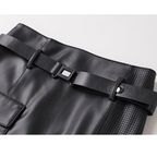 Women's High-Waist Midi Skirt with Asymmetrical Panel and Belt