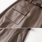 Women's High-Waist Midi Skirt with Asymmetrical Panel and Belt