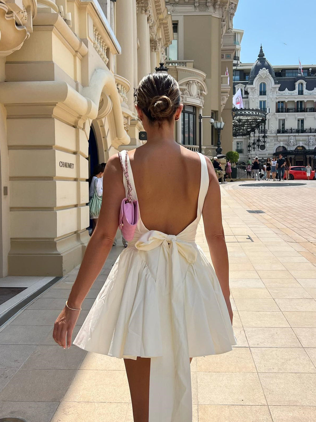 White Backless Midi Dress