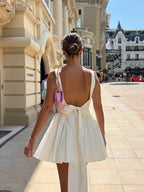White Backless Midi Dress