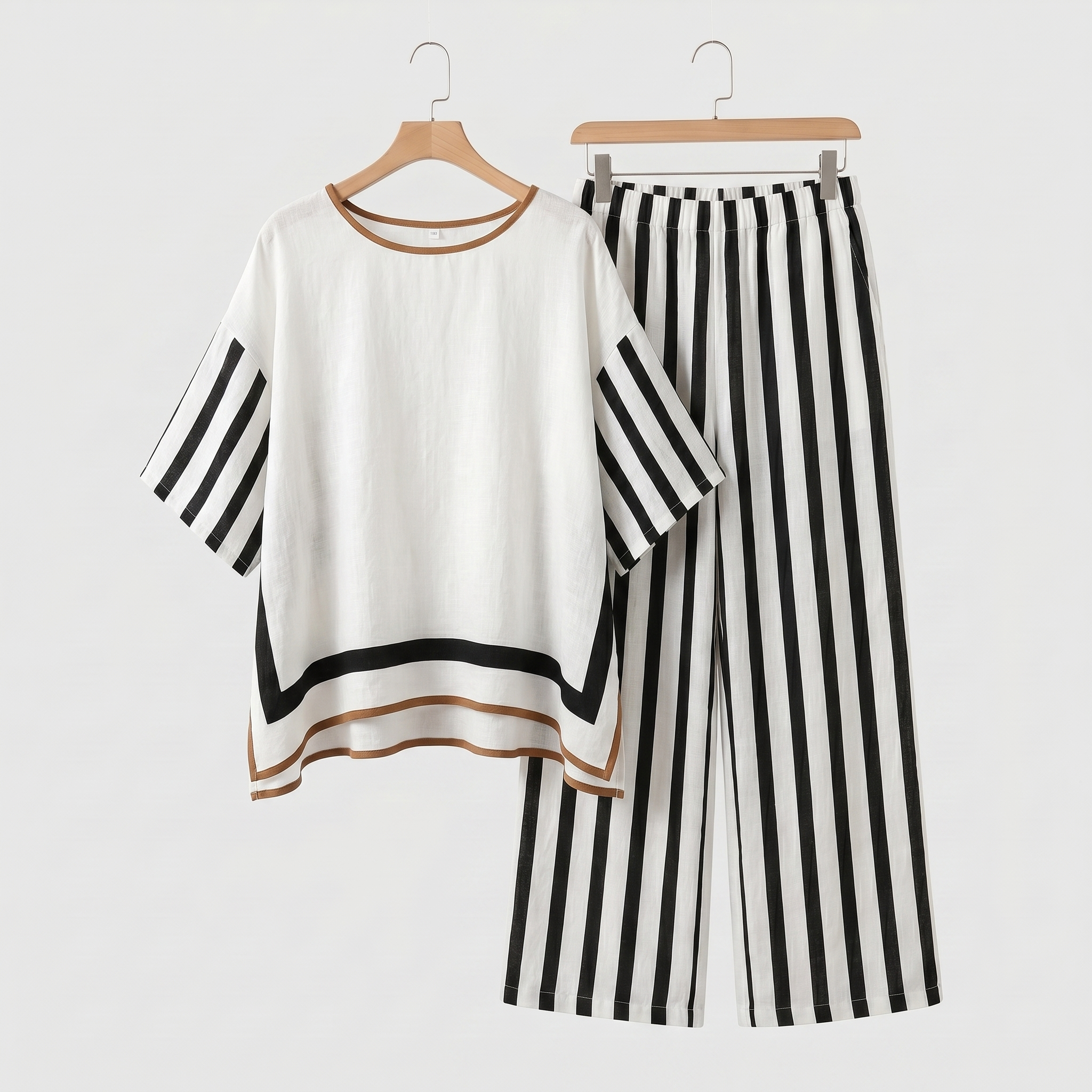 Women's Boho Linen Set with Wide-Leg Trousers