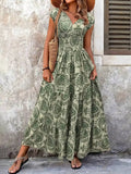 Women's Floral Smocked Maxi Dress with Tiered Skirt