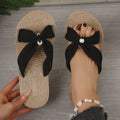 Women's Braided Jute Sandals with Pearl Embellishment