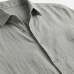 Men's Relaxed Linen Button-Up Shirt with Pointed Collar