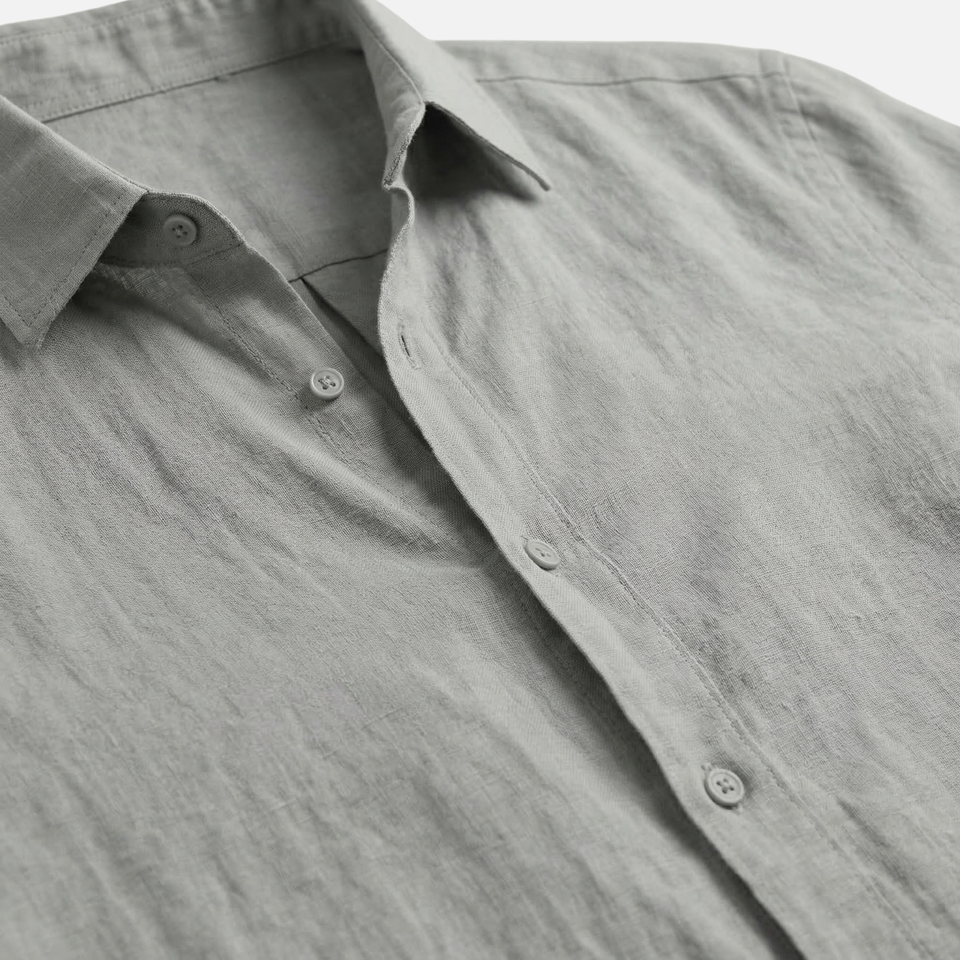 Men's Relaxed Linen Button-Up Shirt with Pointed Collar