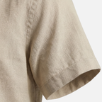 Men's Relaxed Linen Button-Up Shirt with Pointed Collar