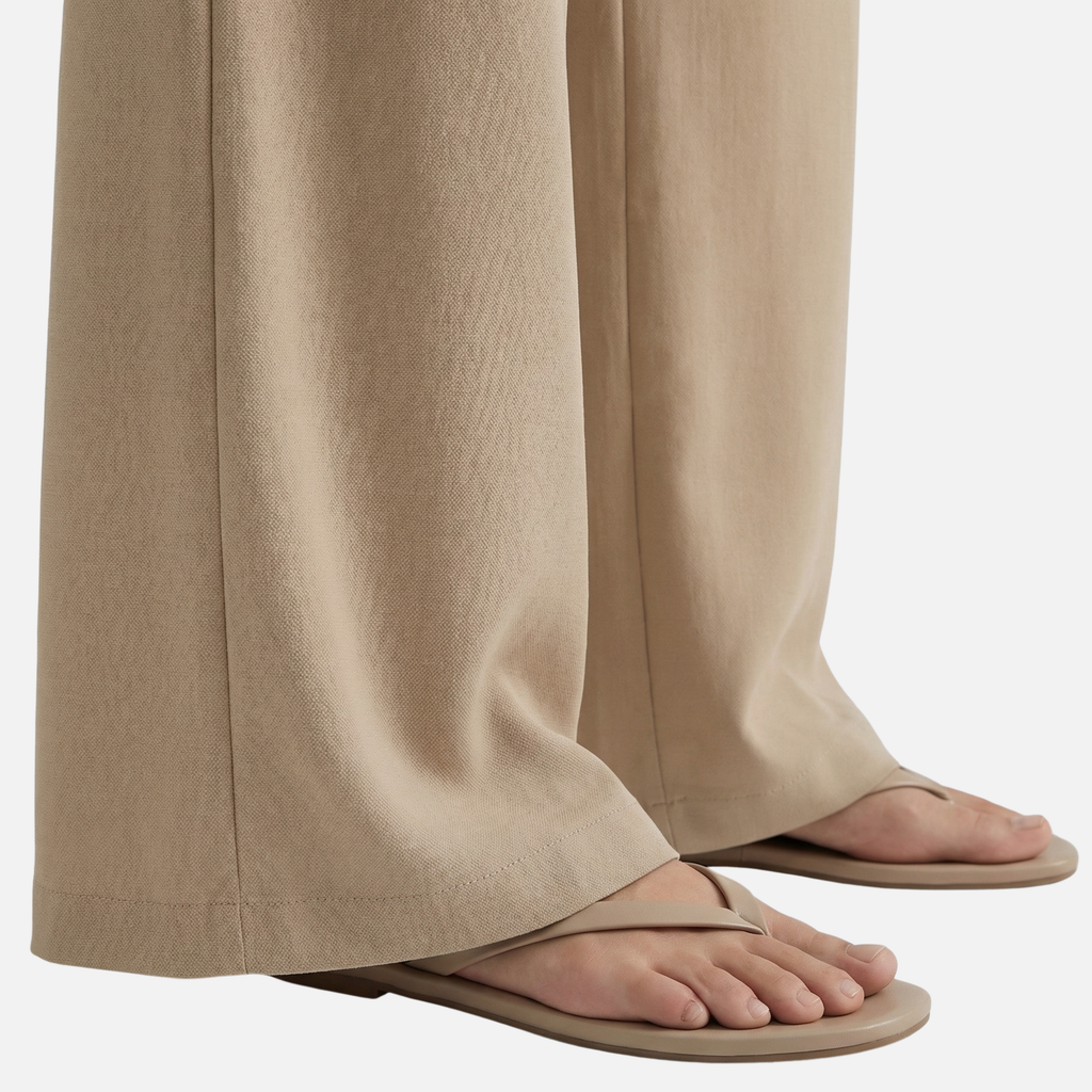 Women's Relaxed Wide Leg Linen Pants with Drawstring Waist