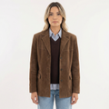Women's Relaxed Brown Wool-Mix Coat with Wide Lapel