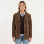 Women's Relaxed Brown Wool-Mix Coat with Wide Lapel