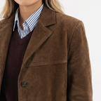 Women's Relaxed Brown Wool-Mix Coat with Wide Lapel