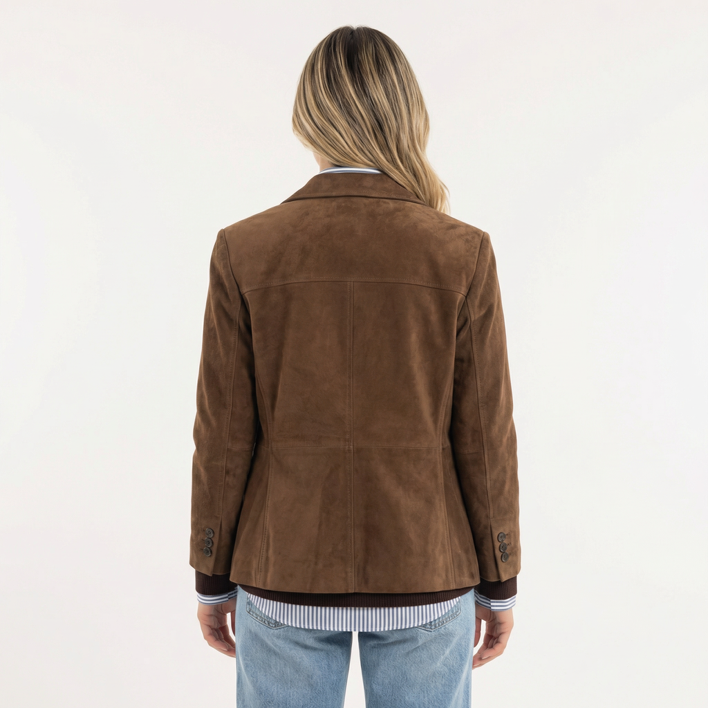 Women's Relaxed Brown Wool-Mix Coat with Wide Lapel