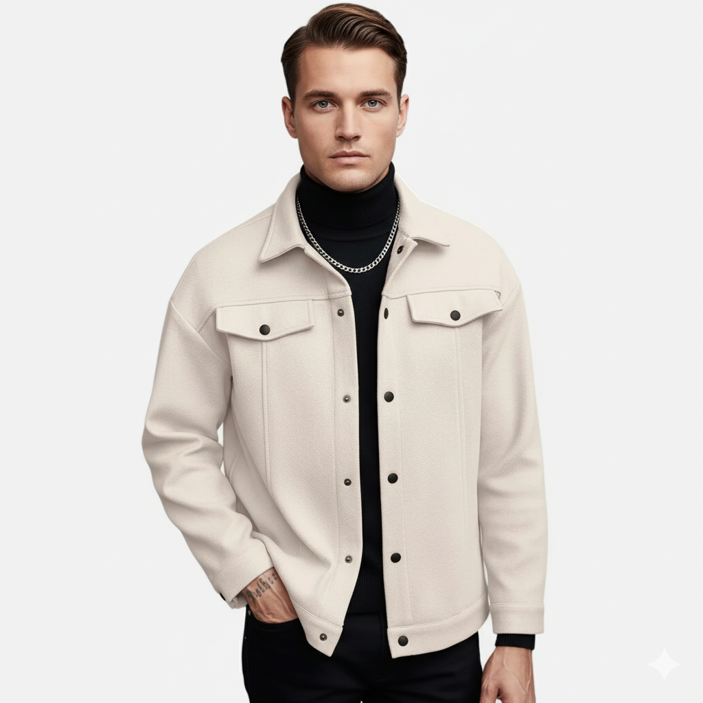 Men's Brushed Shirt Jacket with Flap Chest Pockets