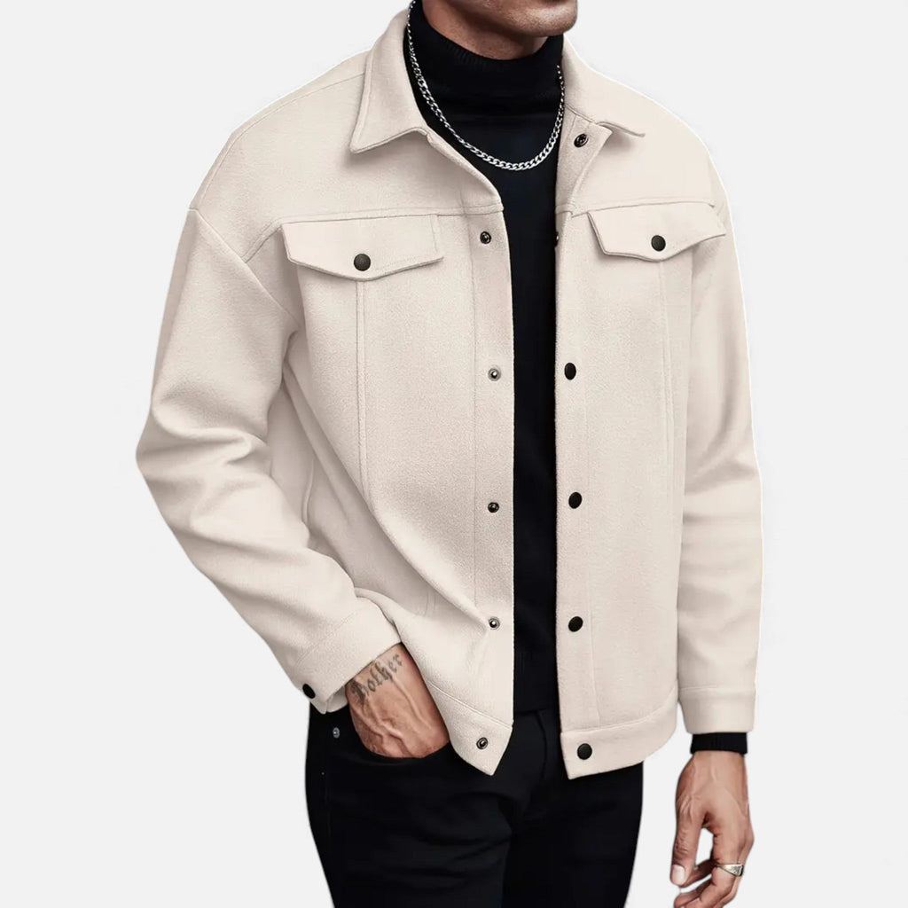 Men's Brushed Shirt Jacket with Flap Chest Pockets