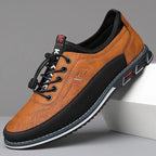 Men's Low-Top Business Sneakers with Two-Tone Lace-Up Design