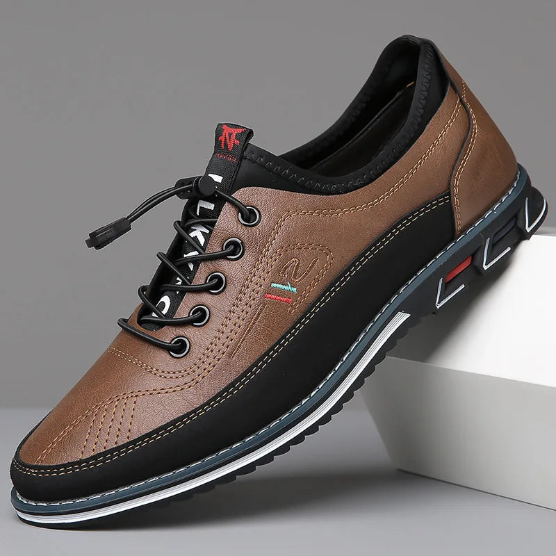 Men's Low-Top Business Sneakers with Two-Tone Lace-Up Design