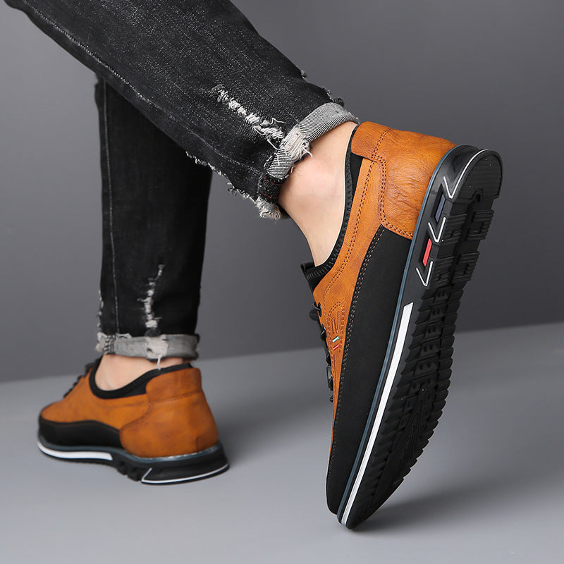 Men's Low-Top Business Sneakers with Two-Tone Lace-Up Design