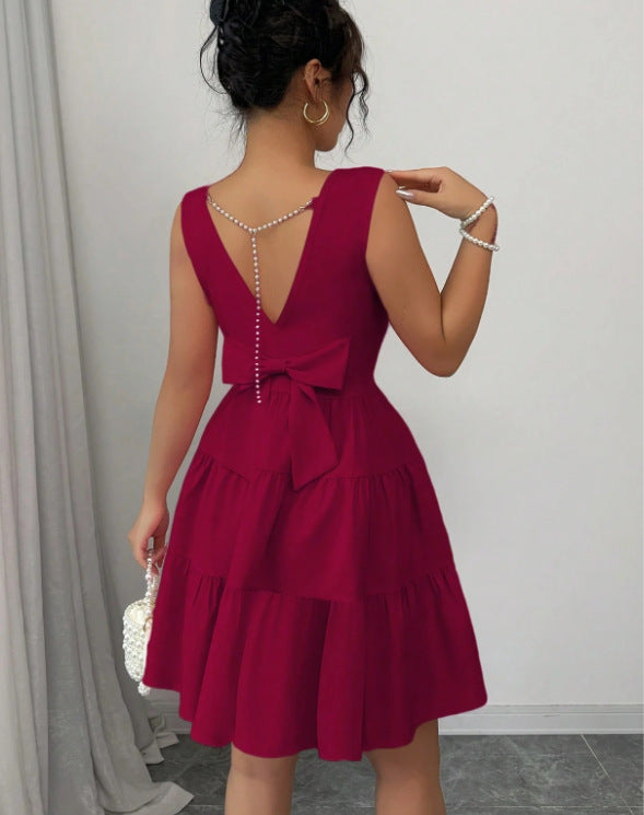 Women's Butter Yellow Fit-and-Flare Mini Dress with Tiered Skirt