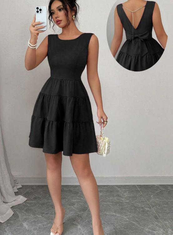 Women's Butter Yellow Fit-and-Flare Mini Dress with Tiered Skirt