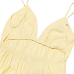 Women's Butter Yellow Cotton Maxi Dress with V-Neck and Spaghetti Straps