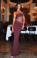 Rose Gold Lace Maxi Dress with Cut Out Detail and Adjustable Straps