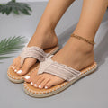 Women's Canvas Espadrille Sandals with Frayed Toe Post