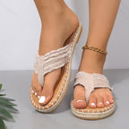 Women's Canvas Espadrille Sandals with Frayed Toe Post
