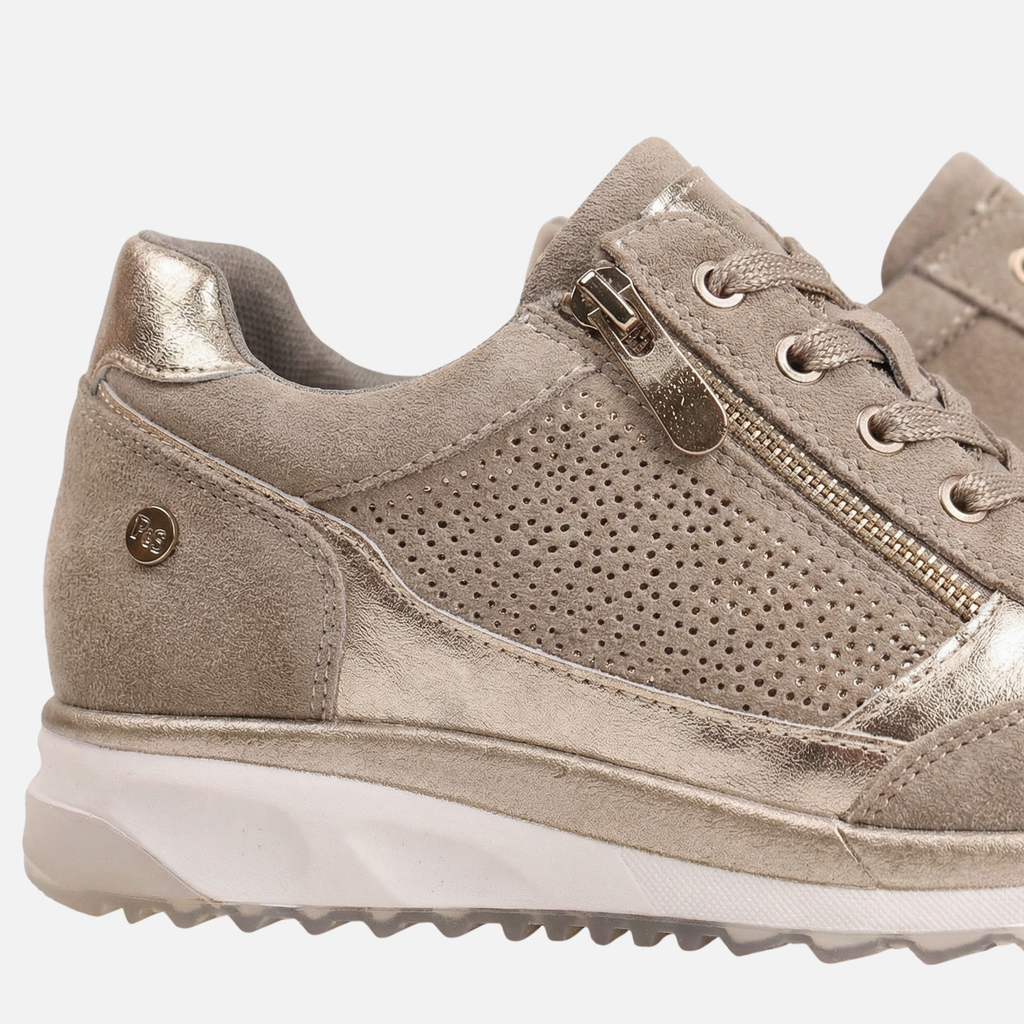 Women's Metallic Casual Sneakers with Side Zipper