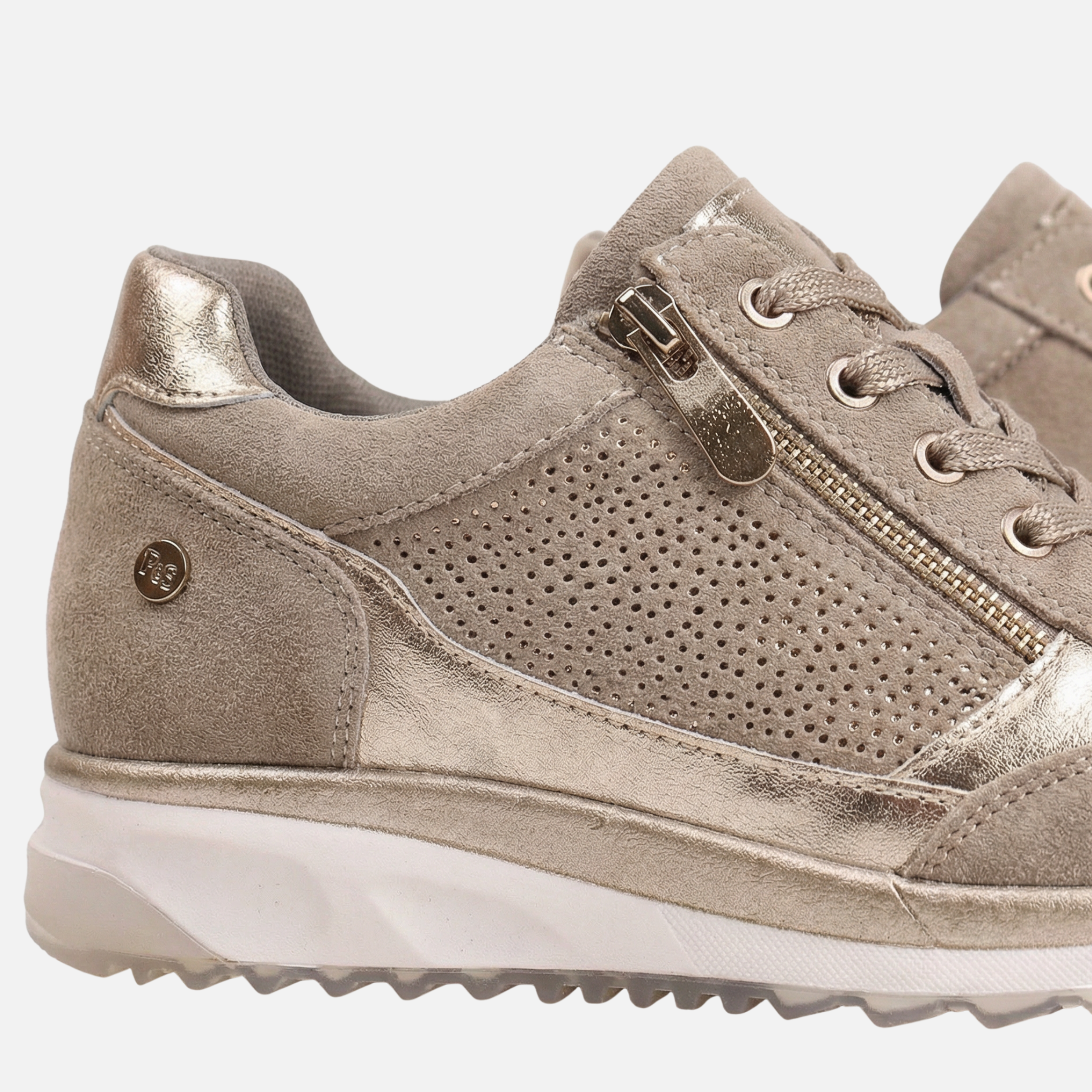 Women's Metallic Casual Sneakers with Side Zipper