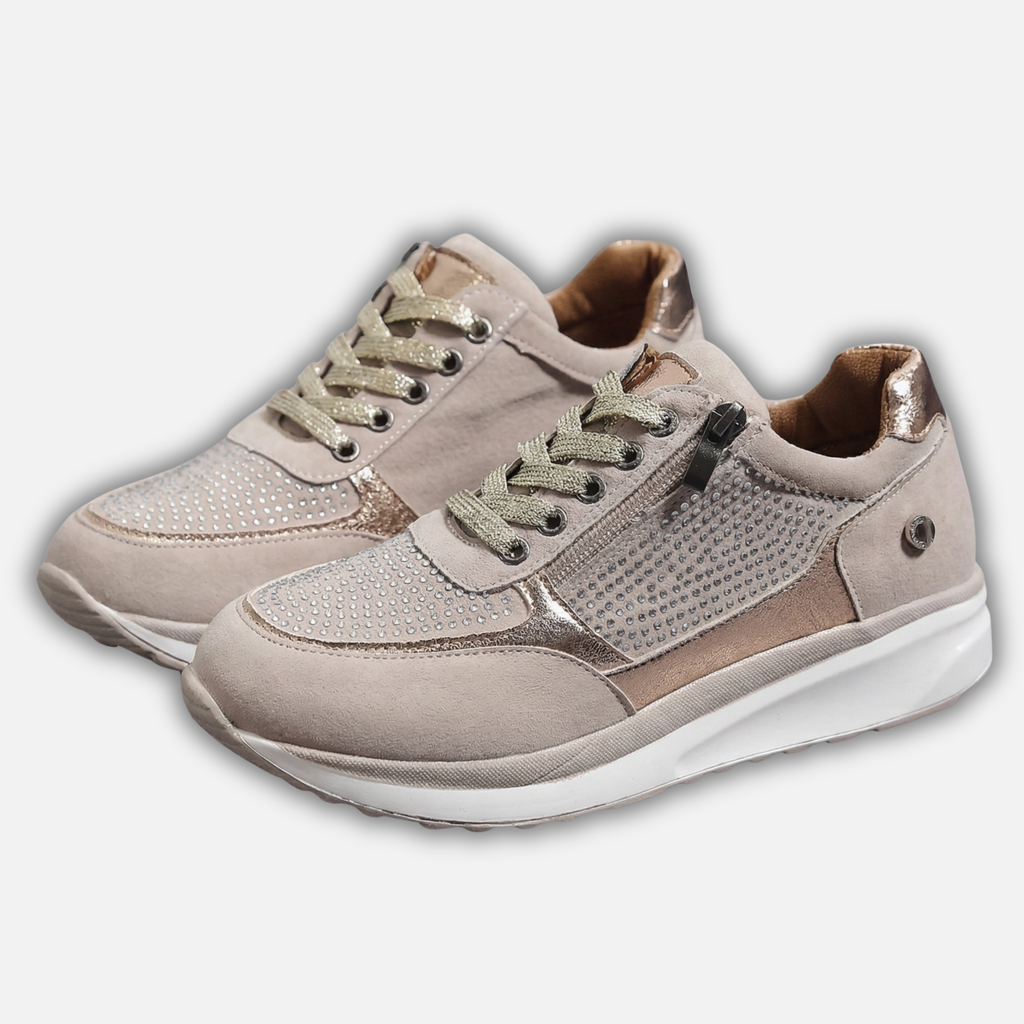 Women's Metallic Casual Sneakers with Side Zipper