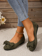 Women's Bow Detail Loafers with Rounded Toe