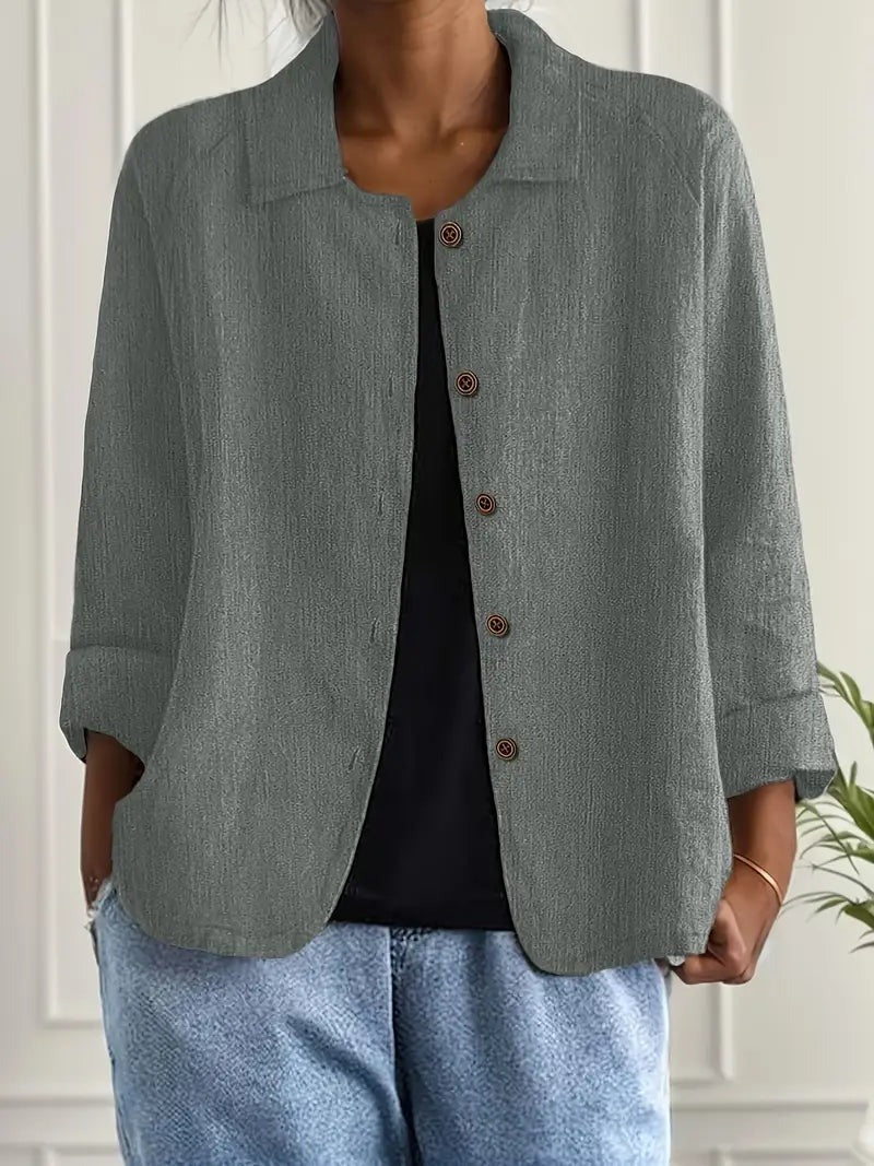 Women's Lightweight Button-Front Jacket with Relaxed Fit
