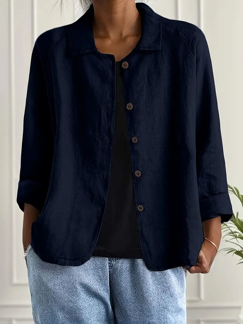 Women's Lightweight Button-Front Jacket with Relaxed Fit