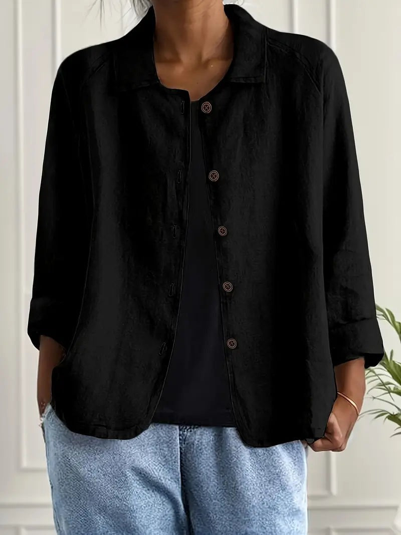 Women's Lightweight Button-Front Jacket with Relaxed Fit