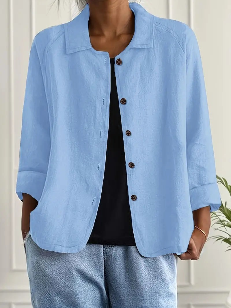 Women's Lightweight Button-Front Jacket with Relaxed Fit
